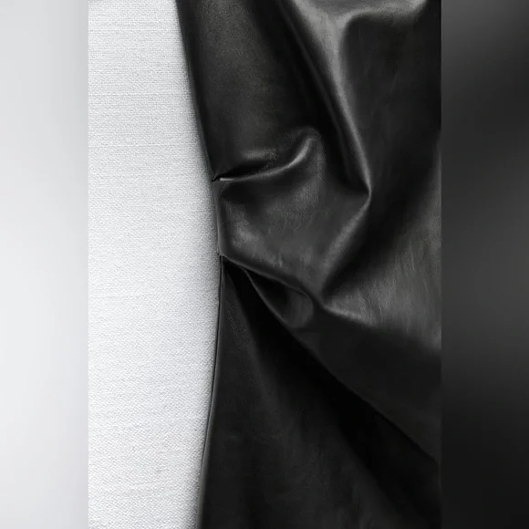 Zara Black Faux Leather Midi Dress - Picture 17 of 17